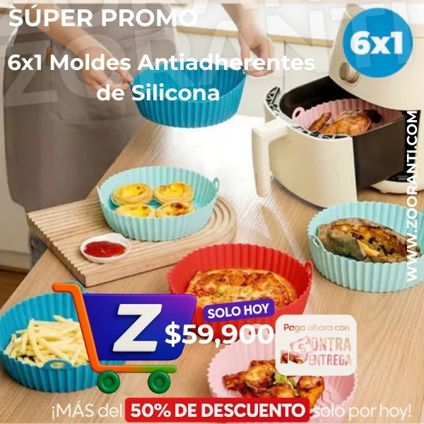 6x1 Moldes Antiadherentes de Silicona para Freidora de Aire