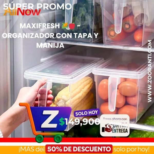 MAXIFRESH 🌽🍎 - ORGANIZADOR CON TAPA Y MANIJA  (PAGA 3 LLEVA 9)